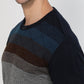 Raymond Men Blue Stripe Round Neck Collar Sweatshirt