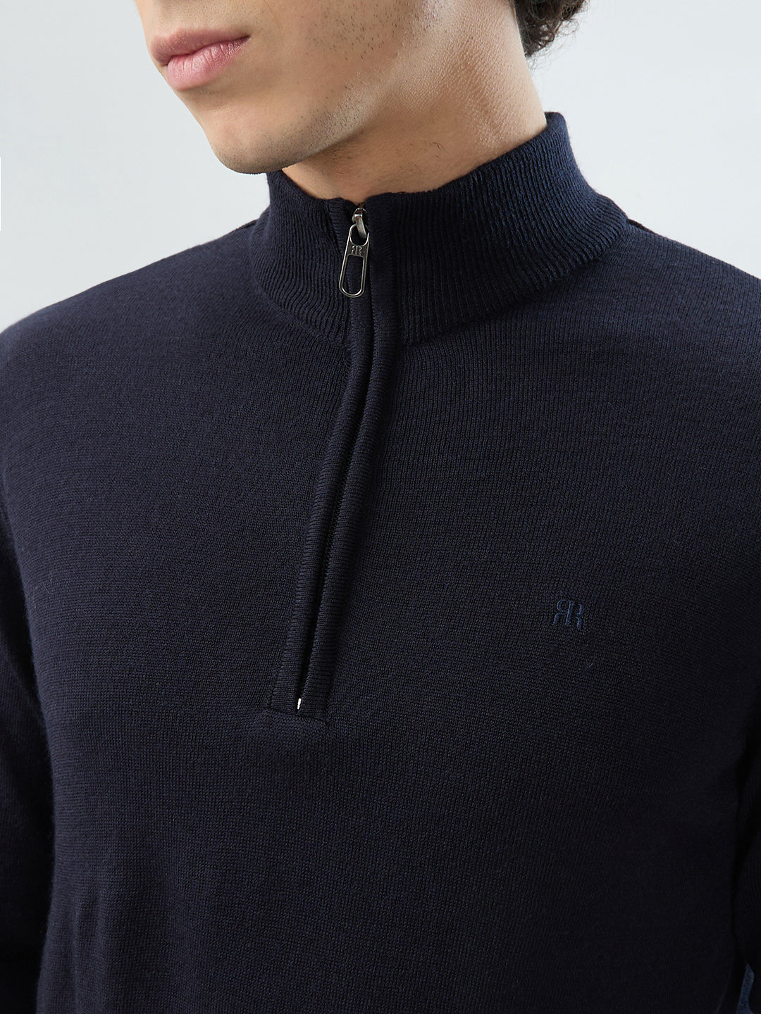 Raymond Men Blue Regular Fit Solid Sweatshirt