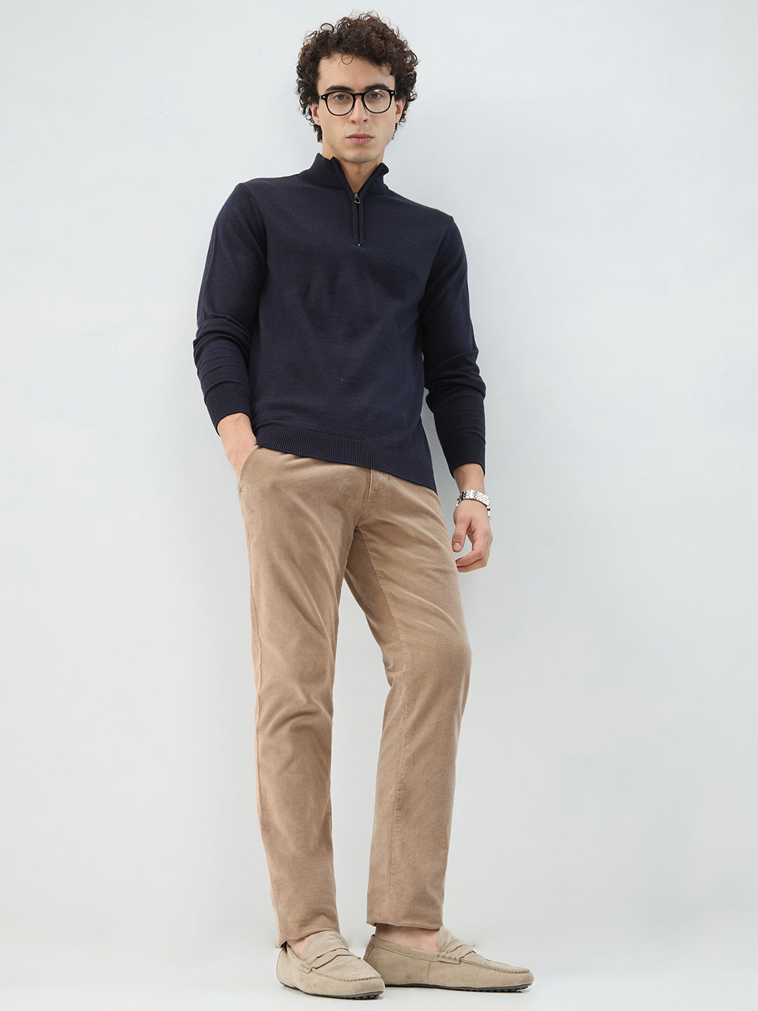 Raymond Men Blue Regular Fit Solid Sweatshirt