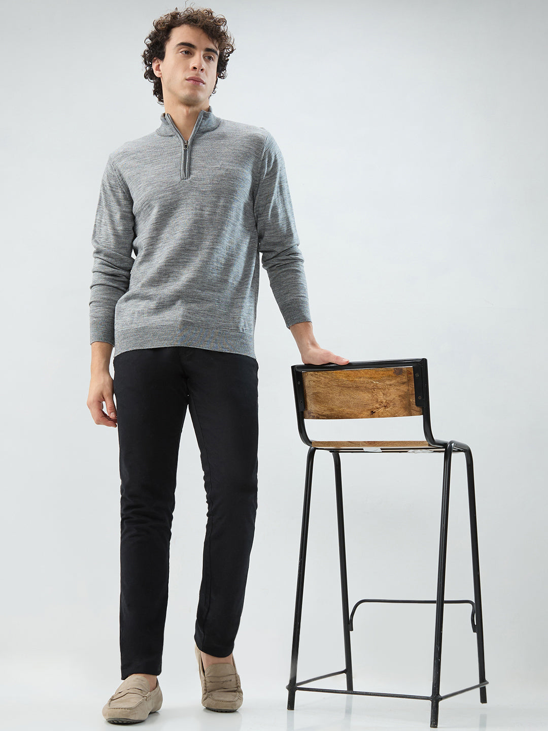 Raymond Men Grey Regular Fit Solid Sweatshirt