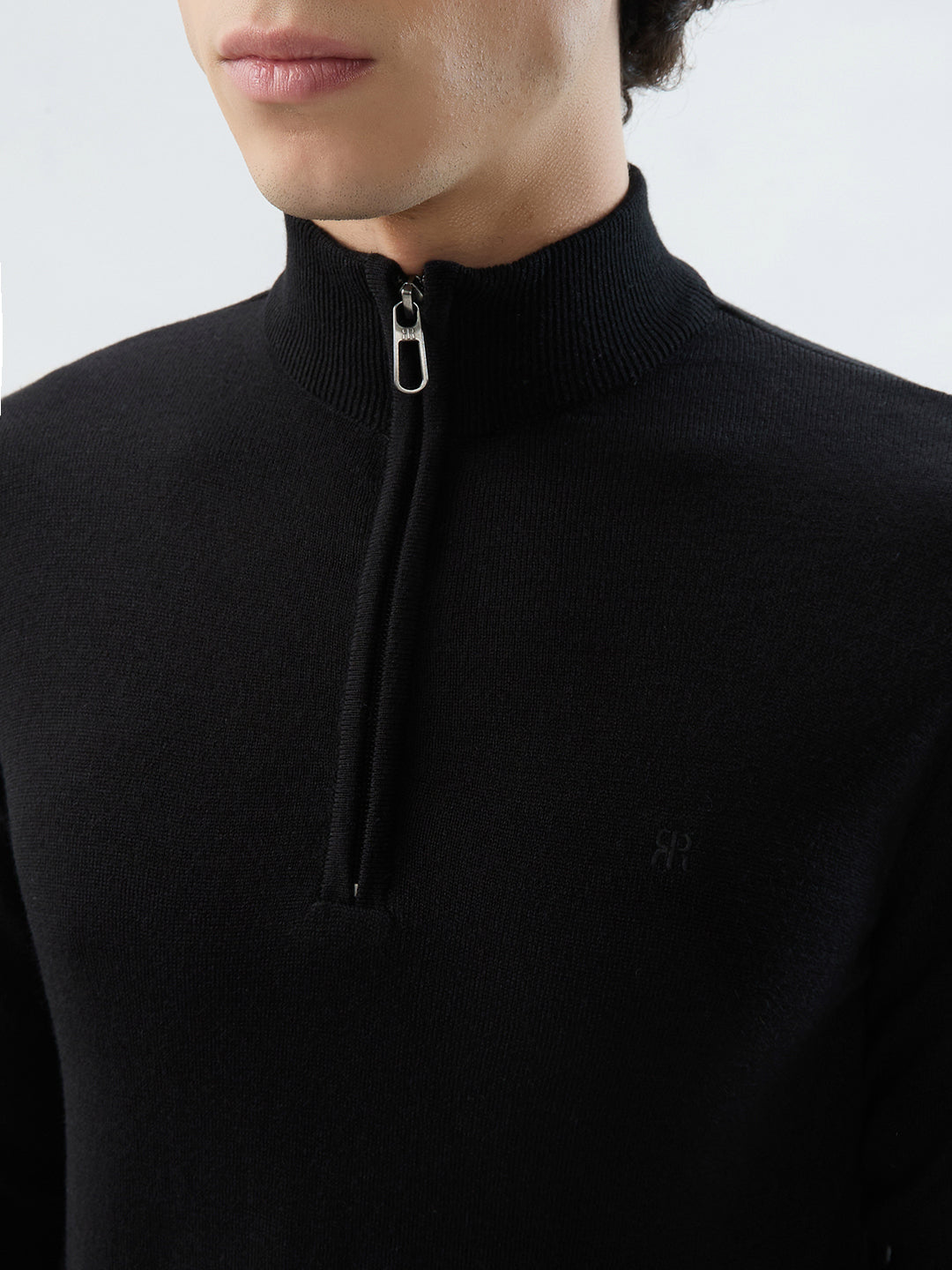 Raymond Men Black Regular Fit Solid Sweatshirt