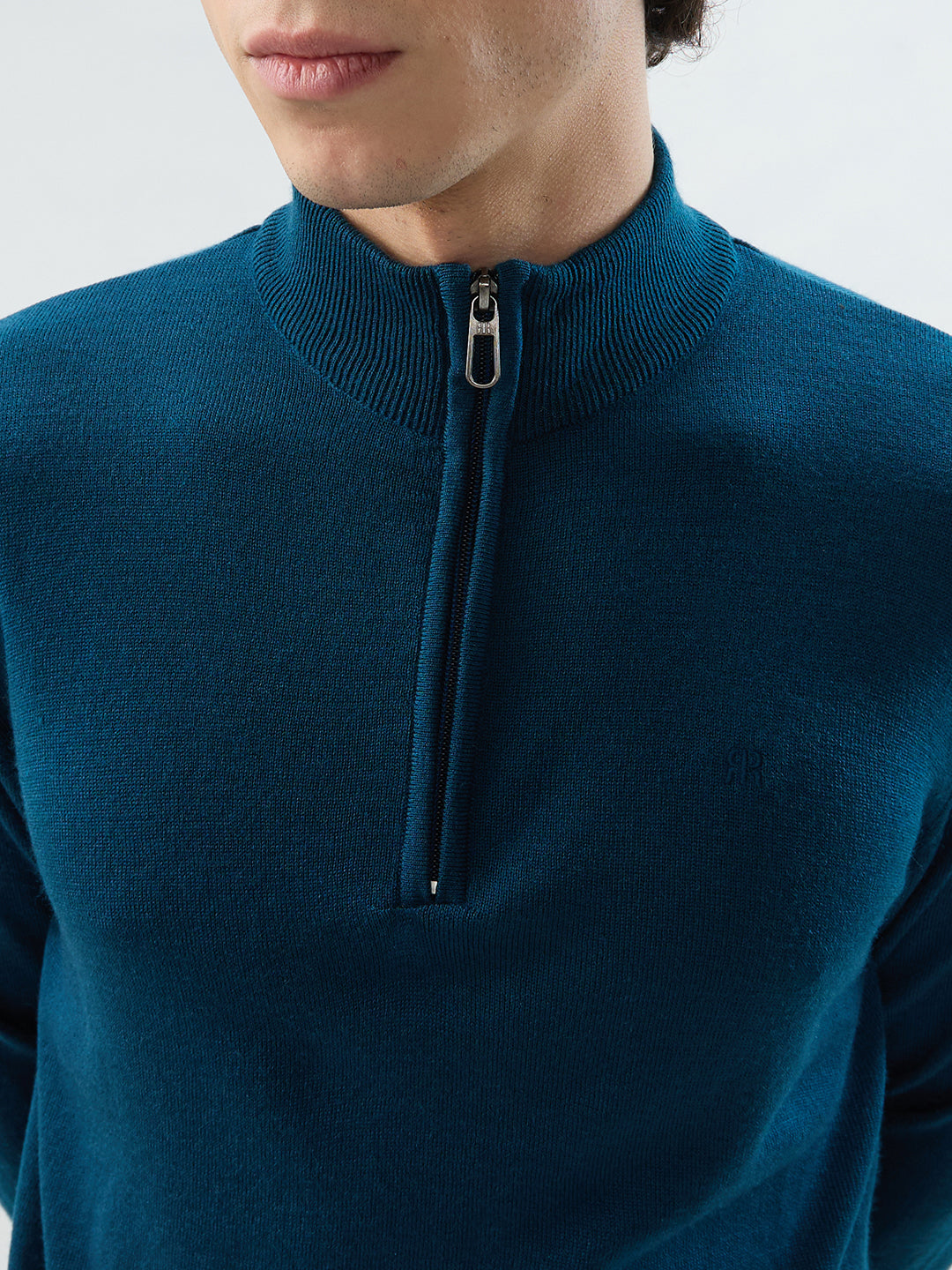 Raymond Men Blue Regular Fit Solid Sweatshirt
