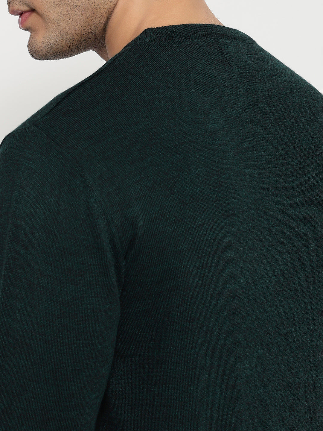 Raymond Men Green Solid Round Neck Collar Sweatshirt