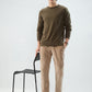 Raymond Men Brown Solid Round Neck Collar Sweatshirt