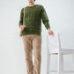 Raymond Men Green Solid Round Neck Collar Sweatshirt