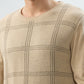 Raymond Men Brown Checks Round Neck Collar Sweatshirt