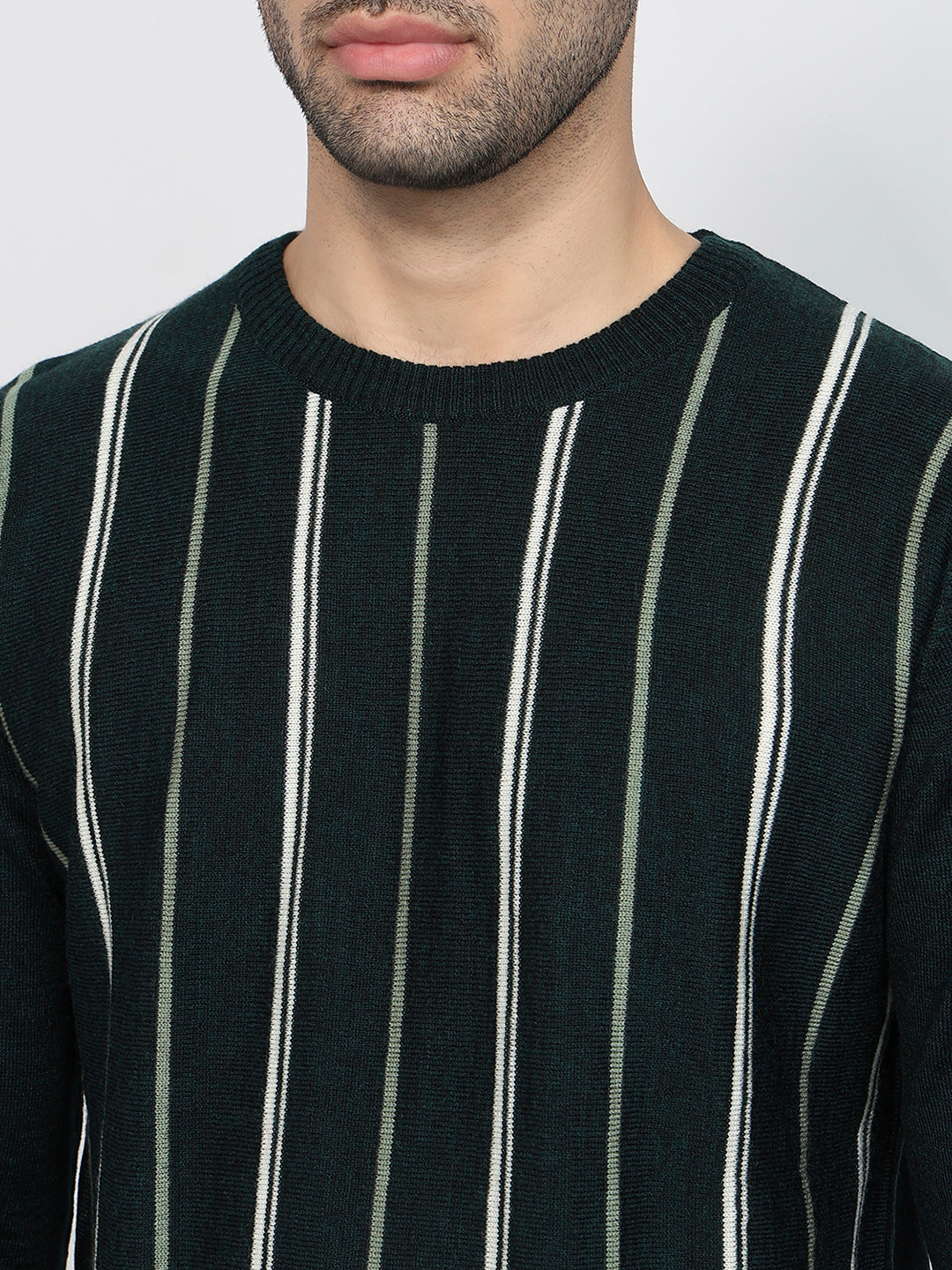 Raymond Men Green Stripe Sweater