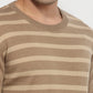 Raymond Men Brown Stripe Round Neck Collar Sweatshirt