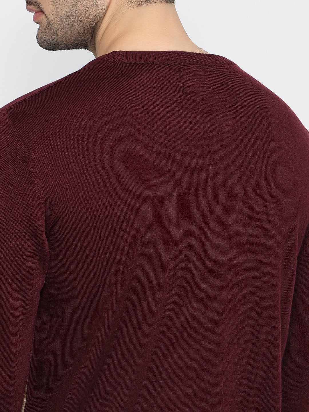 Raymond Men Maroon Stripe Sweater