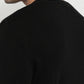 Raymond Men Black Stripe Round Neck Collar Sweatshirt