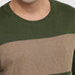 Raymond Men Green Stripe Round Neck Collar Sweatshirt