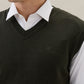 Raymond Men Green Solid V Neck Collar Sweatshirt