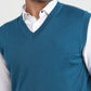 Raymond Men Blue Solid V Neck Collar Sweatshirt