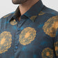 Raymond Men Blue Printed Regular Fit Cotton Formal Shirts