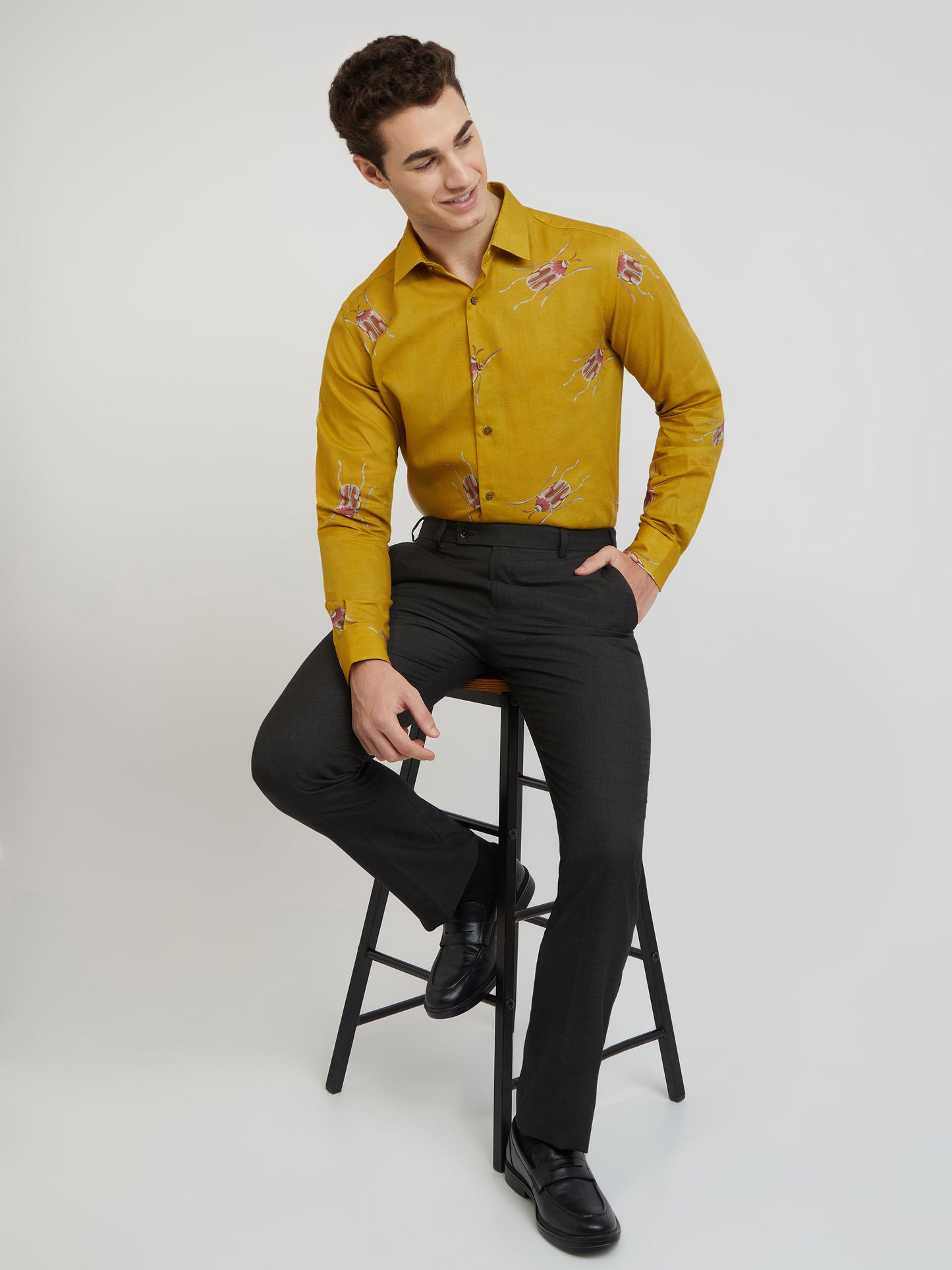 Raymond Men Yellow Regular Fit Print Formal Shirt – MyRaymond