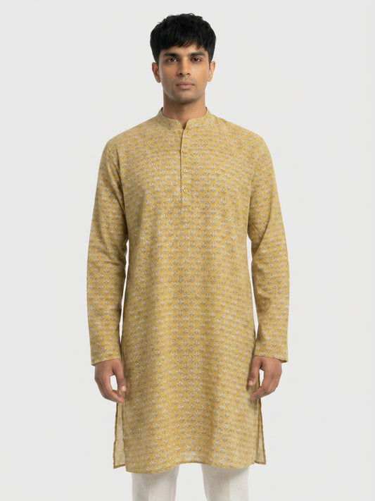 Ethnix By Raymond Yellow Short Kurta