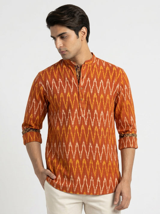 Ethnix By Raymond Orange Short Kurta