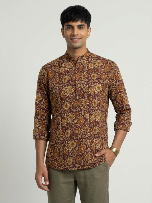 Ethnix By Raymond Maroon Short Kurta