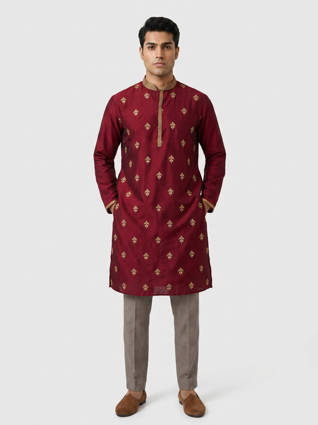 Sanman Ethnix By Raymond Orange Kurta