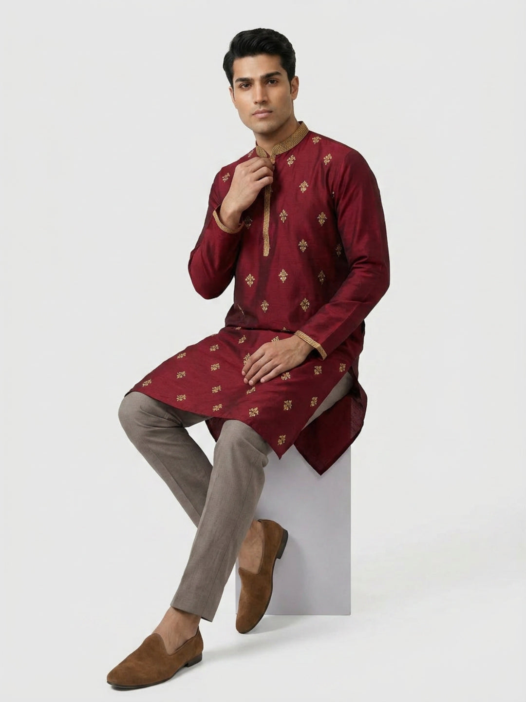 Sanman Ethnix By Raymond Orange Kurta