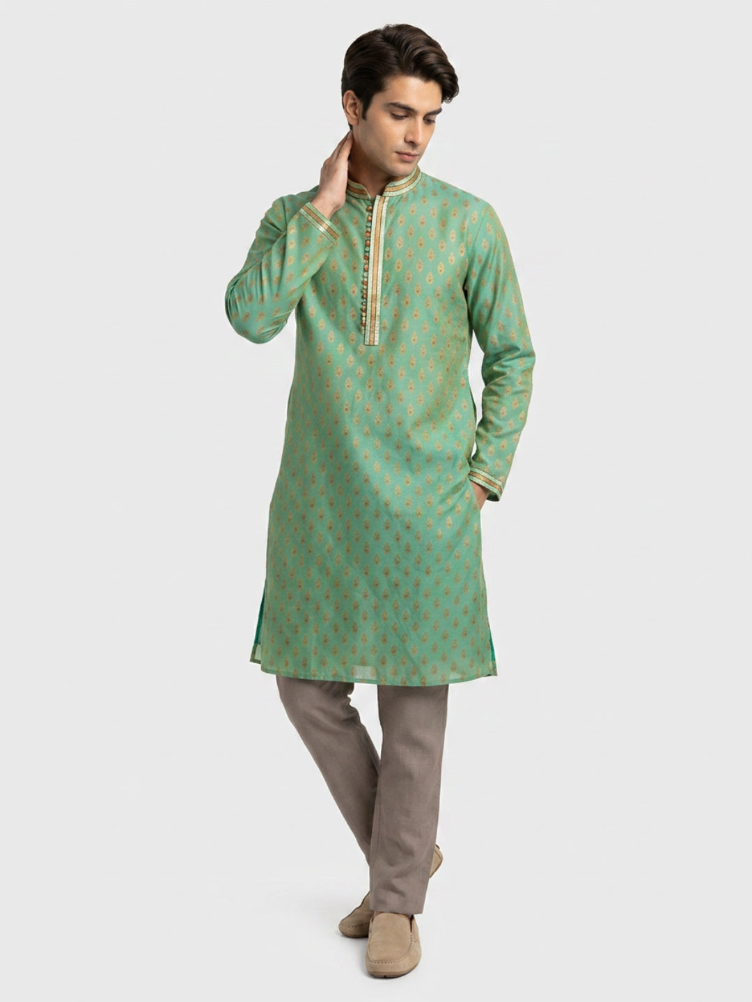 Sanman Ethnix By Raymond Orange Kurta
