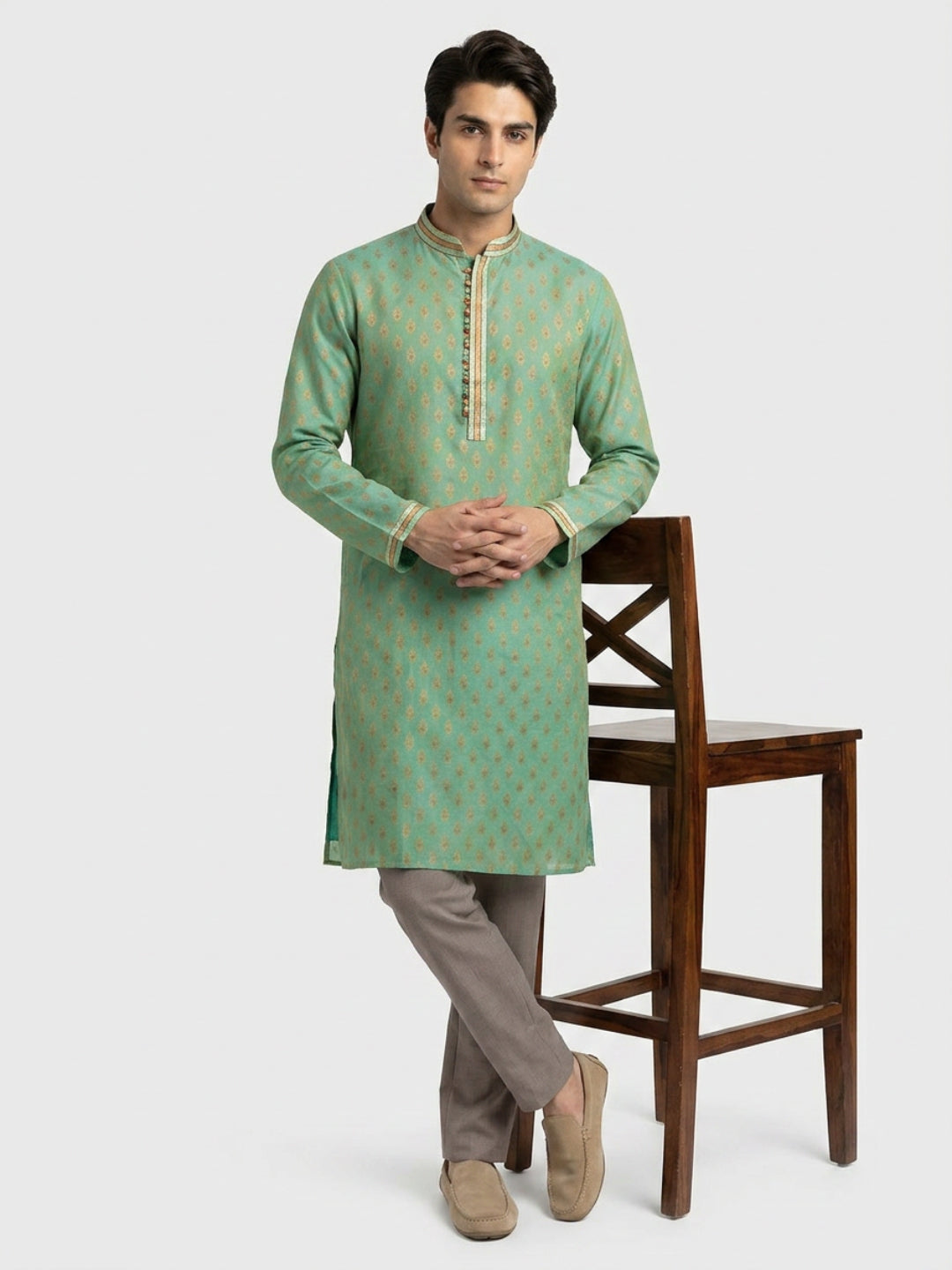 Sanman Ethnix By Raymond Orange Kurta