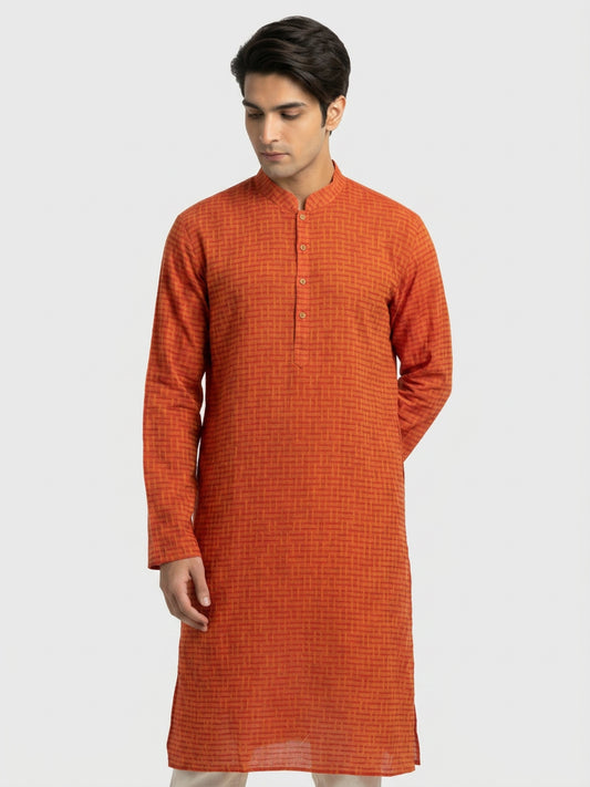 Sanman Ethnix By Raymond Orange Kurta