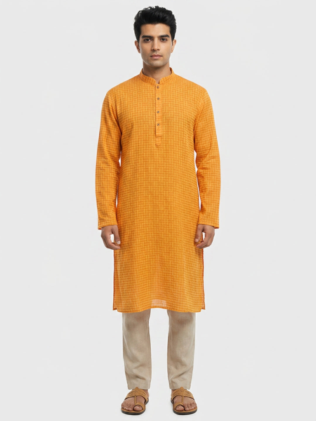 Sanman Ethnix By Raymond Orange Kurta