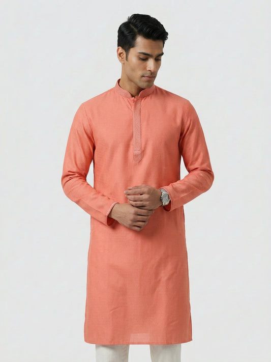 Sanman Ethnix By Raymond Orange Kurta