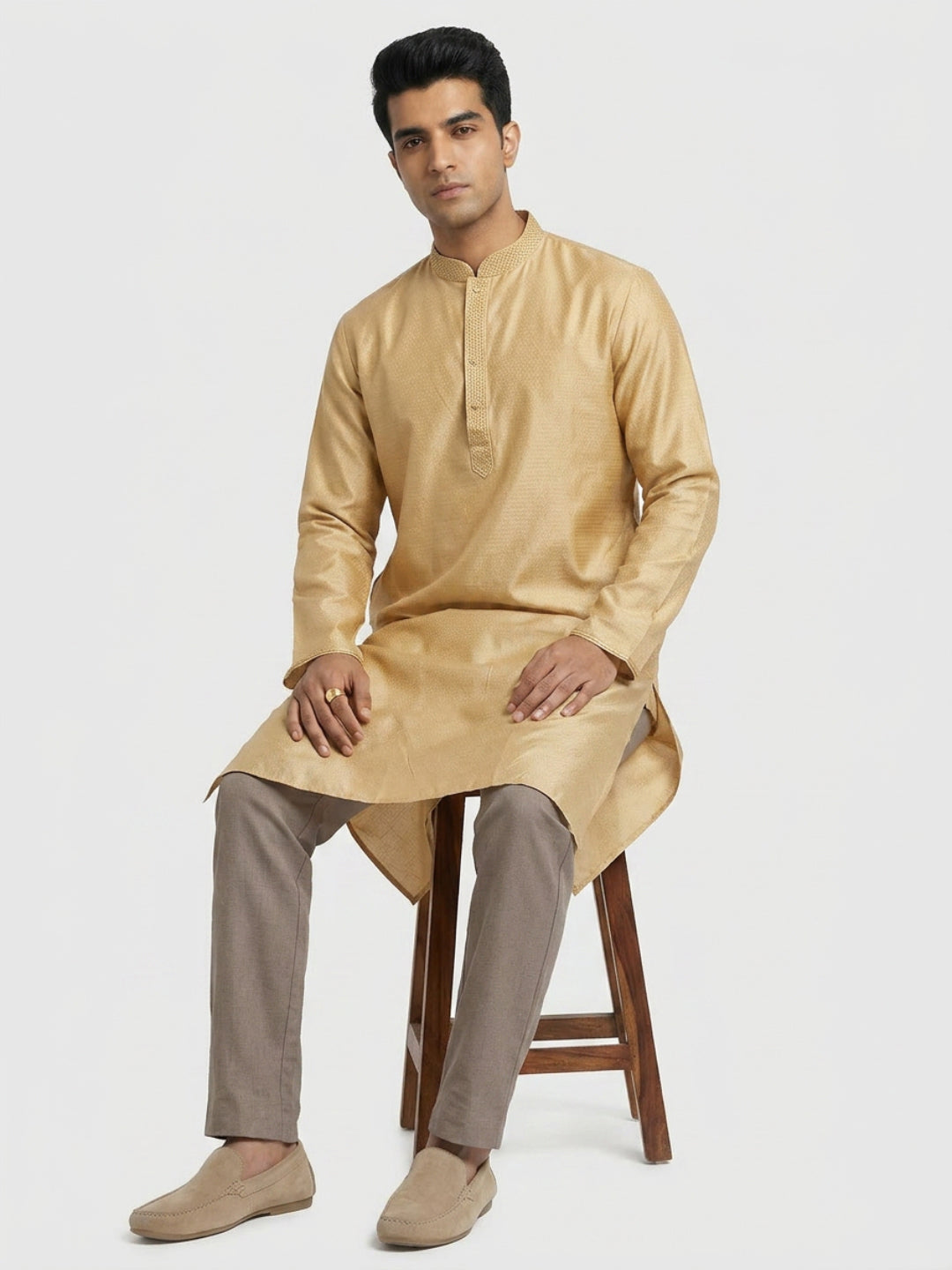 Sanman Ethnix By Raymond Orange Kurta