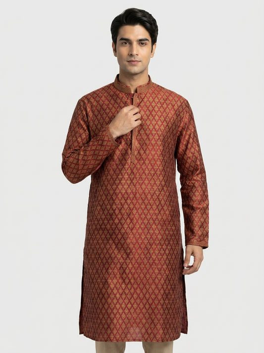 Sanman Ethnix By Raymond Orange Kurta