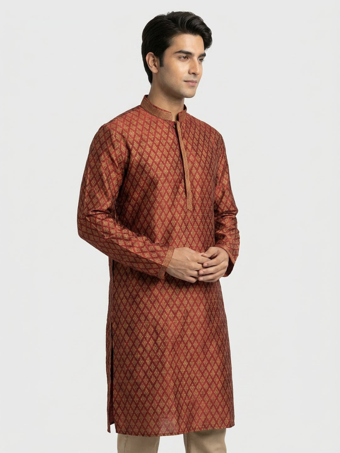 Sanman Ethnix By Raymond Orange Kurta
