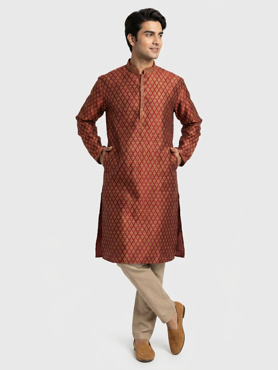 Sanman Ethnix By Raymond Orange Kurta