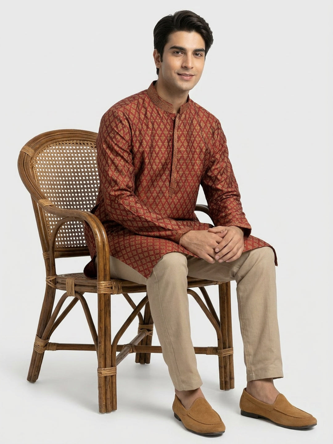 Sanman Ethnix By Raymond Orange Kurta