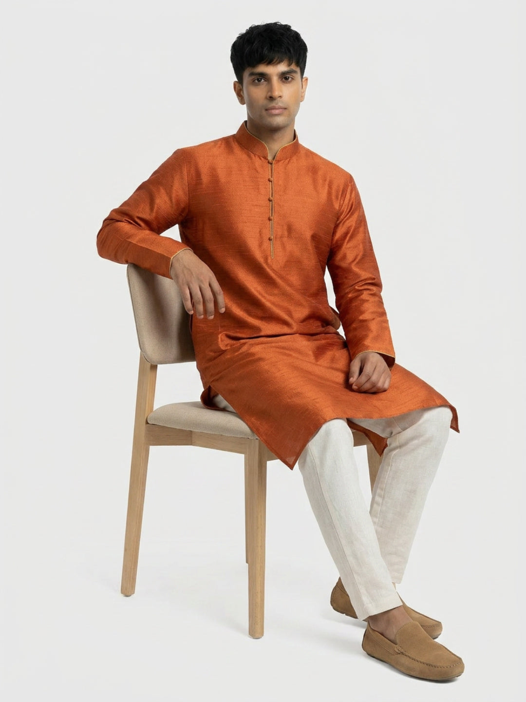 Sanman Ethnix By Raymond Orange Kurta
