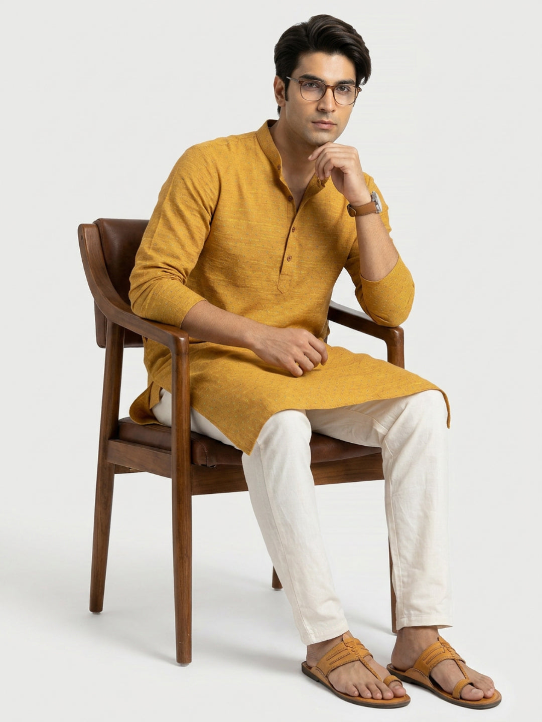 Sanman Ethnix By Raymond Orange Kurta