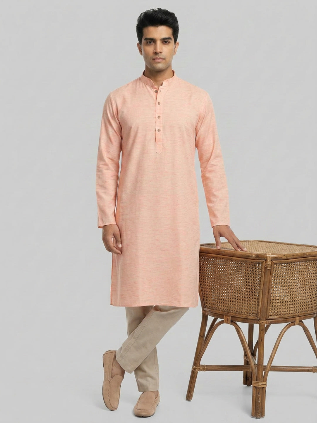 Sanman Ethnix By Raymond Orange Kurta