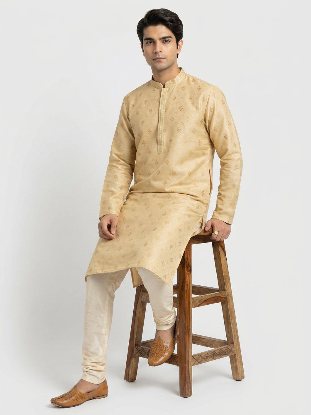 Sanman Ethnix By Raymond Orange Kurta