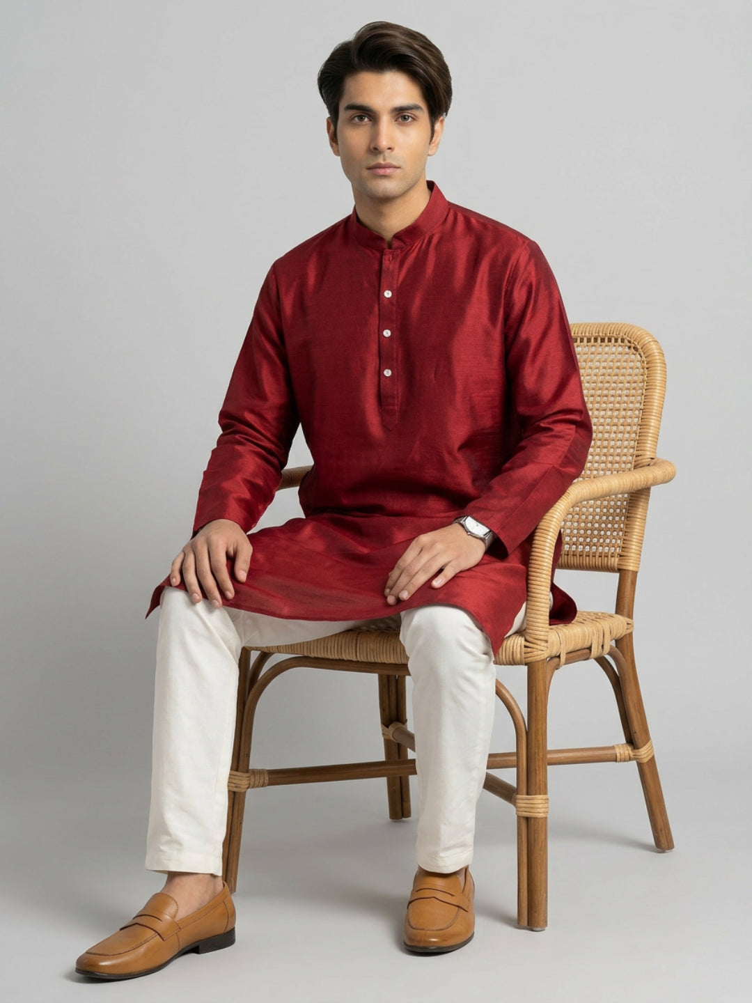 Ethnix By Raymond Maroon Kurta