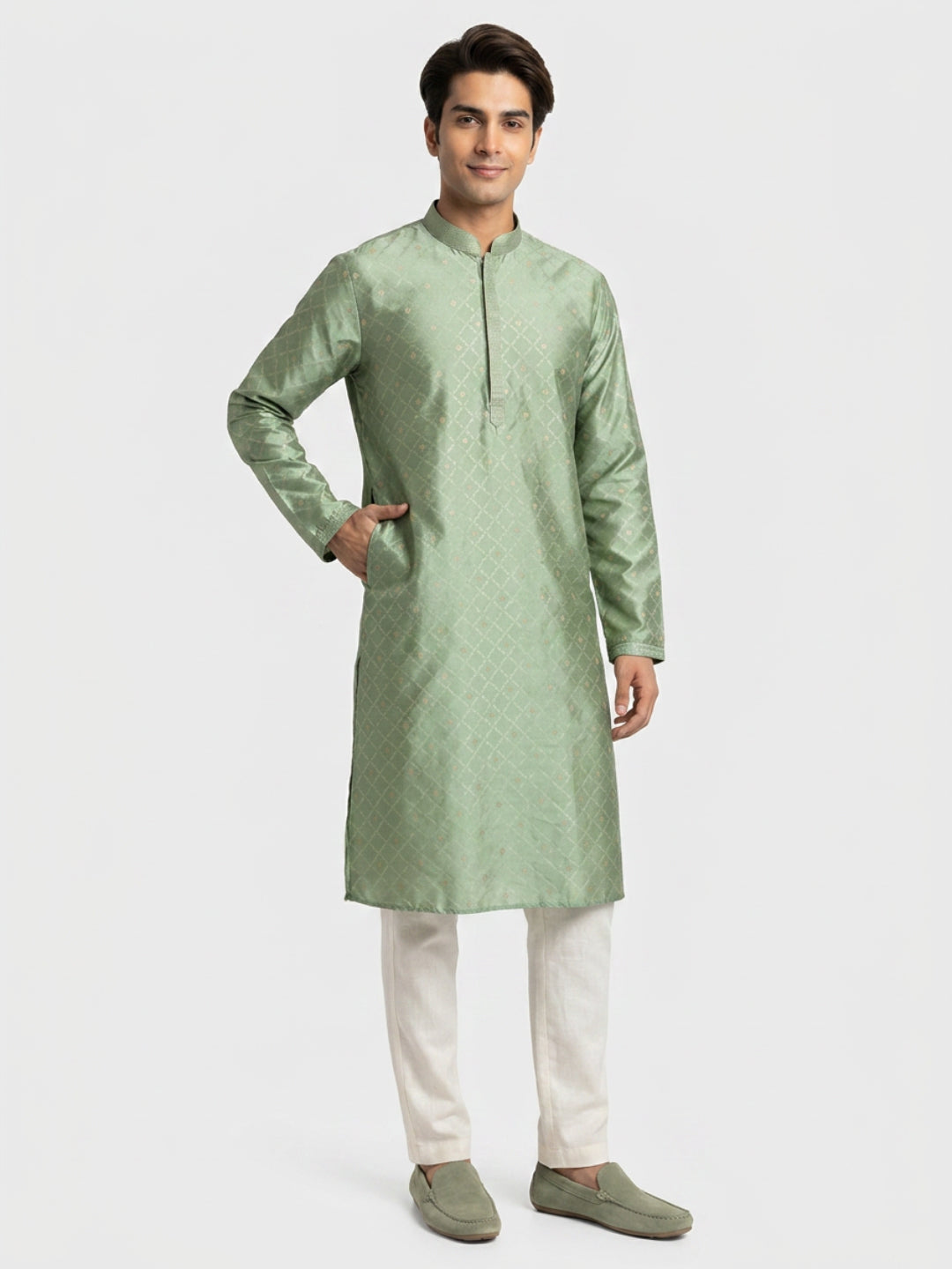 Sanman Ethnix By Raymond Orange Kurta