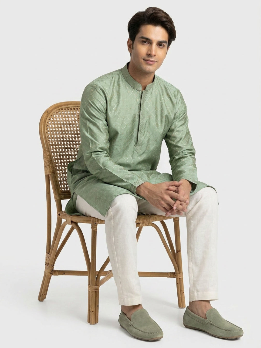 Sanman Ethnix By Raymond Orange Kurta