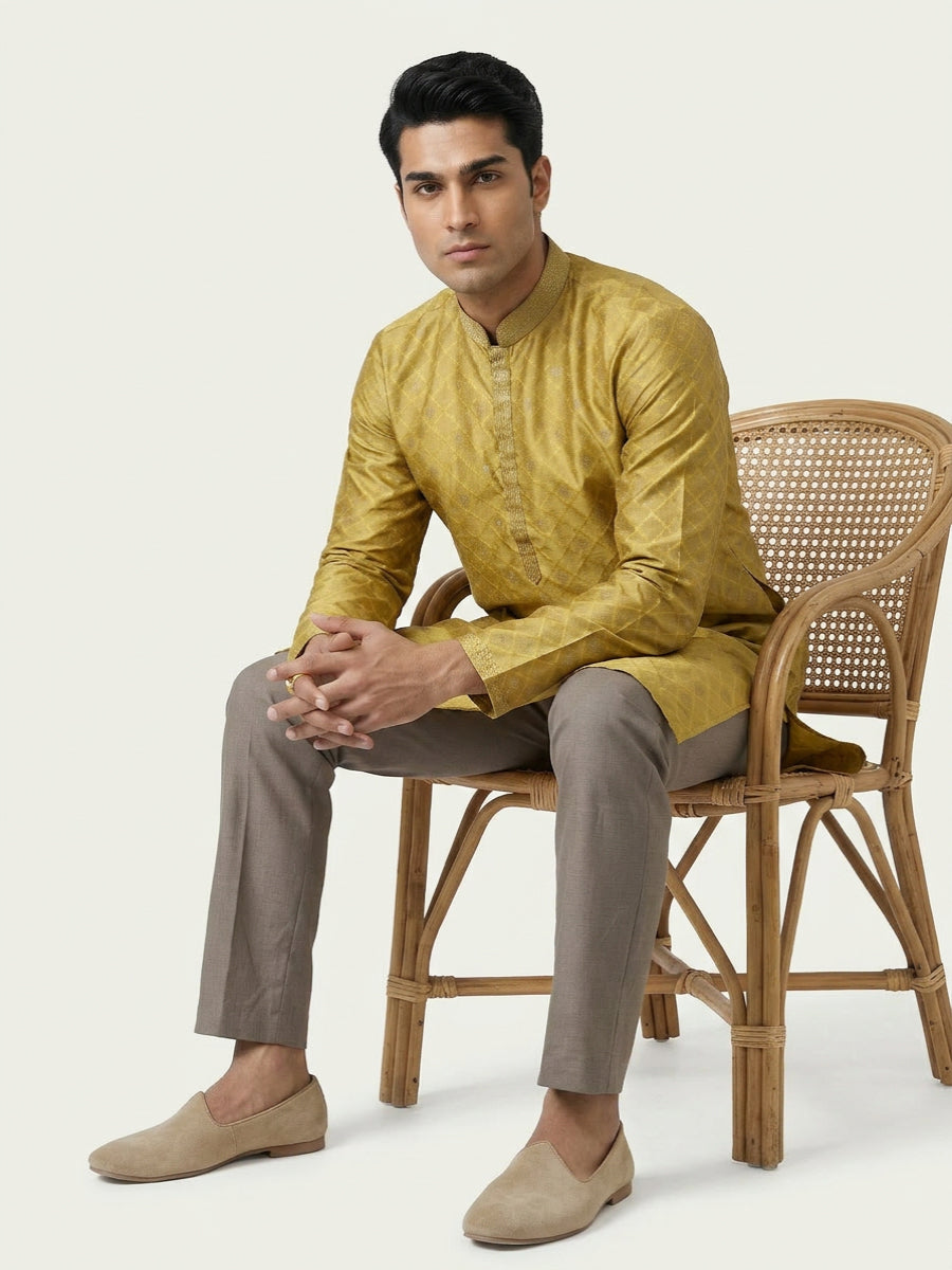 Sanman Ethnix By Raymond Orange Kurta