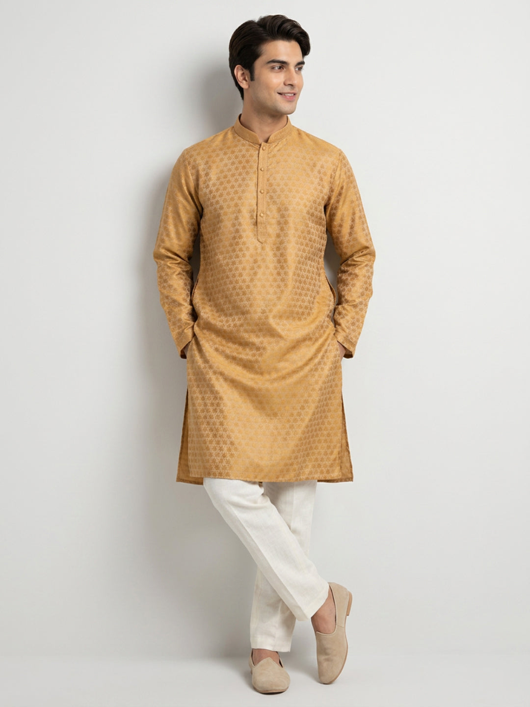 Sanman Ethnix By Raymond Orange Kurta