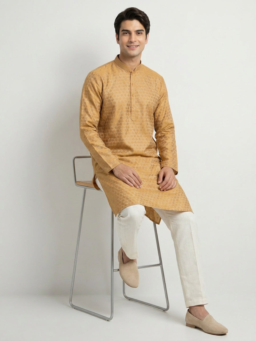 Sanman Ethnix By Raymond Orange Kurta