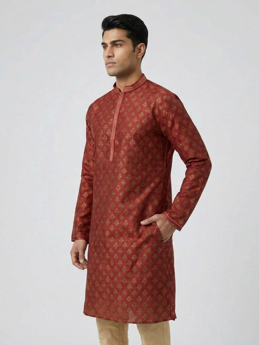 Sanman Ethnix By Raymond Orange Kurta