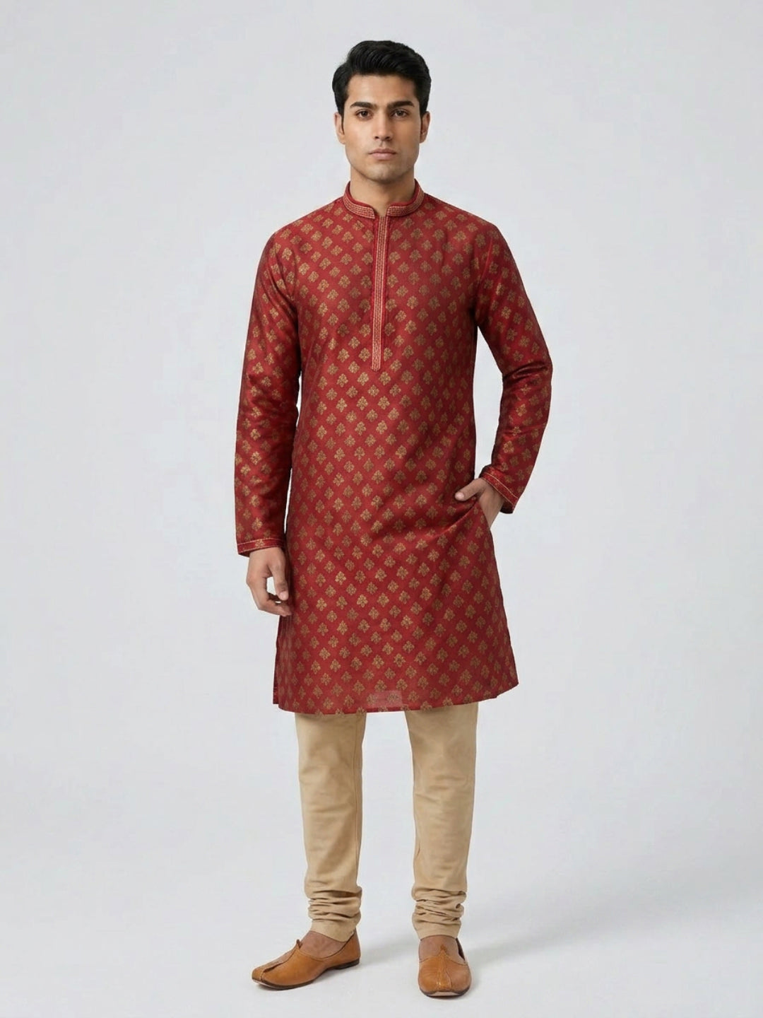 Sanman Ethnix By Raymond Orange Kurta