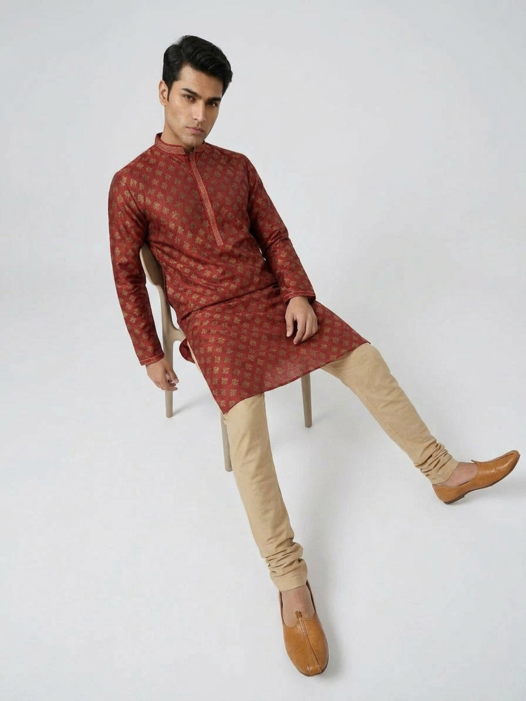 Sanman Ethnix By Raymond Orange Kurta