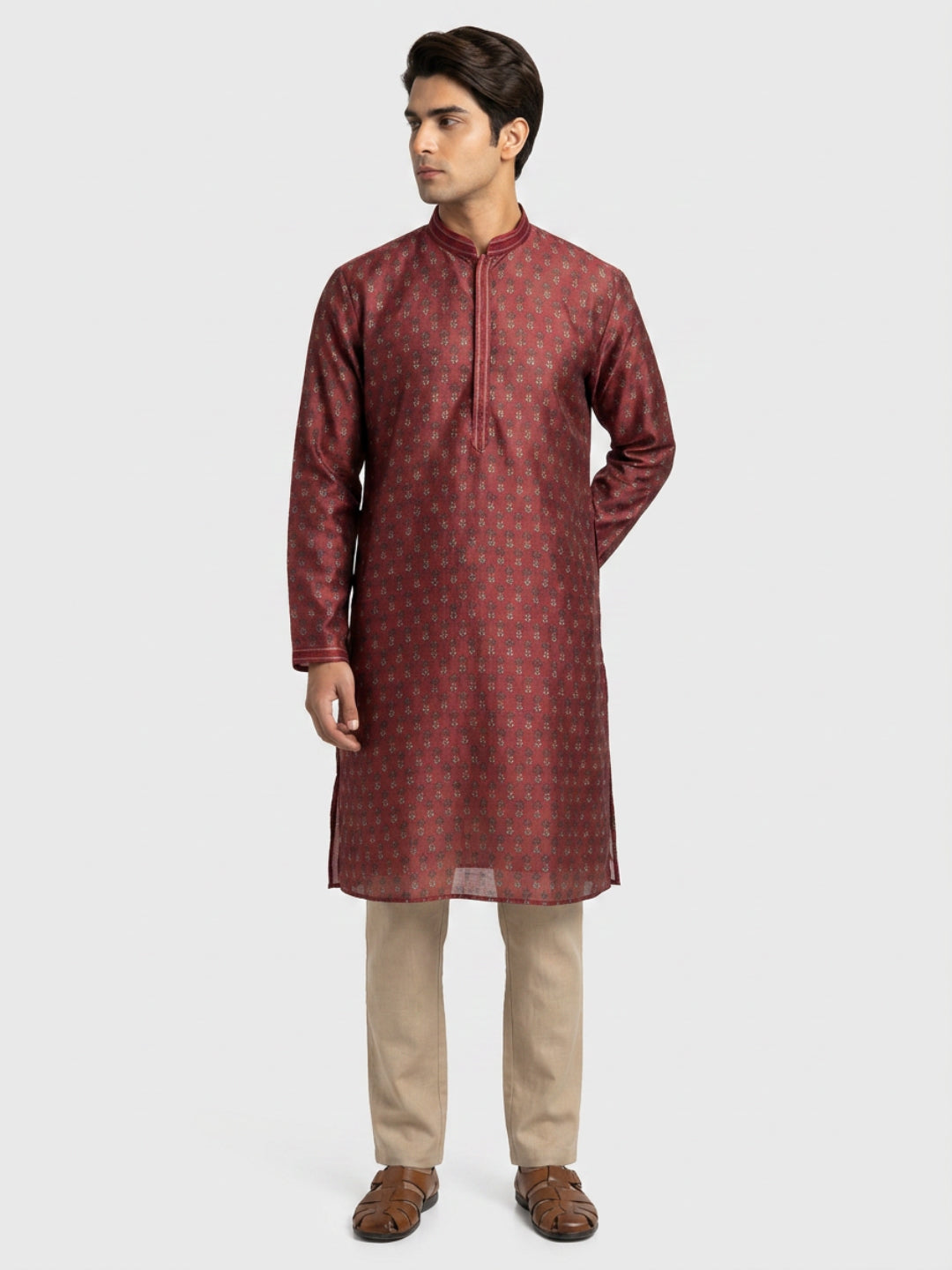 Sanman Ethnix By Raymond Orange Kurta