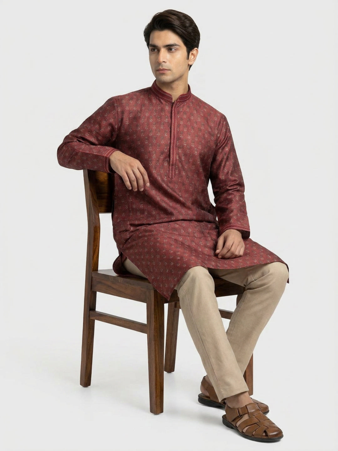 Sanman Ethnix By Raymond Orange Kurta