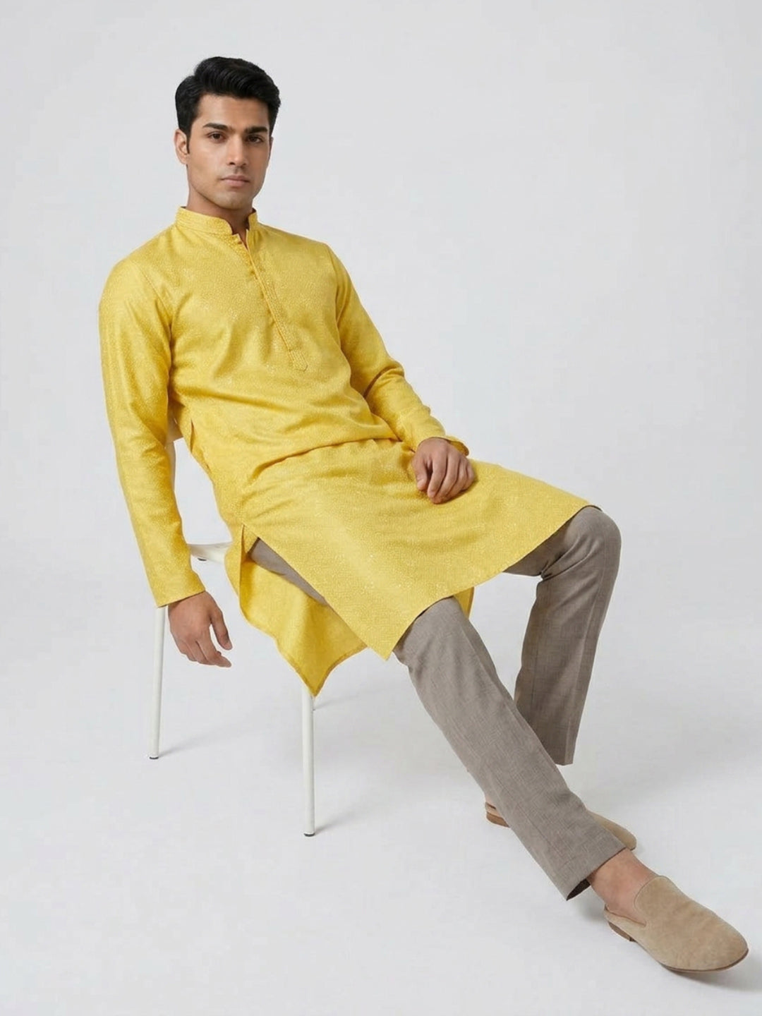 Sanman Ethnix By Raymond Orange Kurta